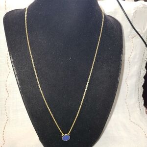 Elegant Goldtone and Blue Enamel  Pendant Necklace